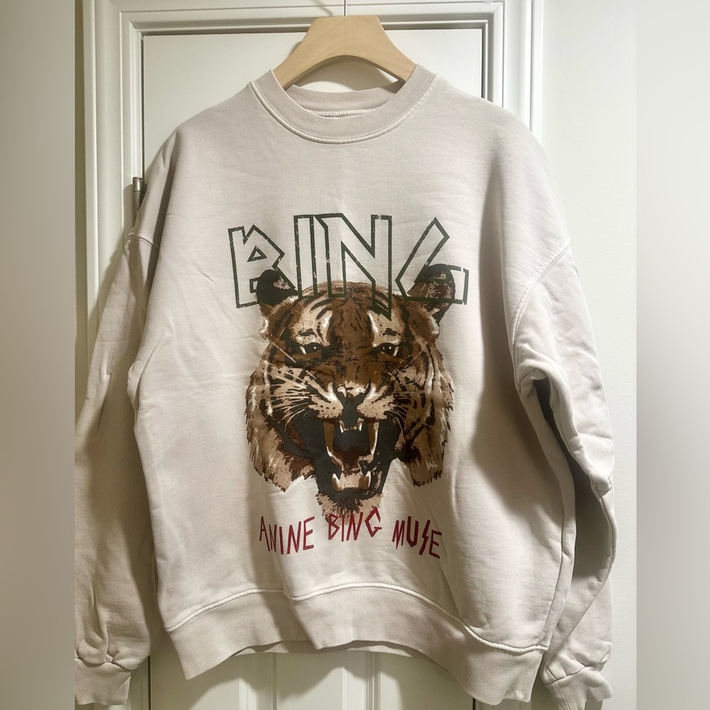 Anine Bing Cream Tiger Sweatshirt size M